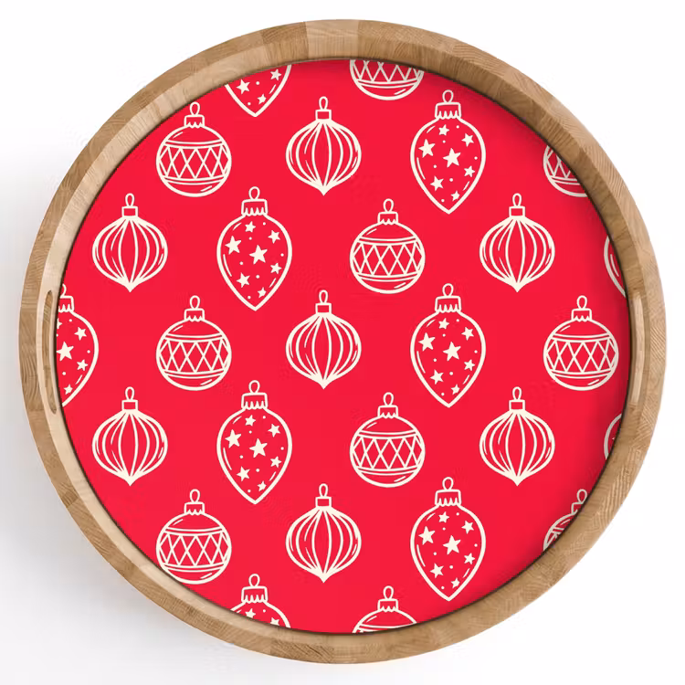 Dienblad - Kerstbal - Rood - Wit — 1