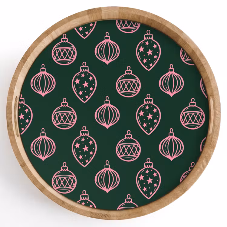 Dienblad - Kerstbal - Roze - Groen — 1