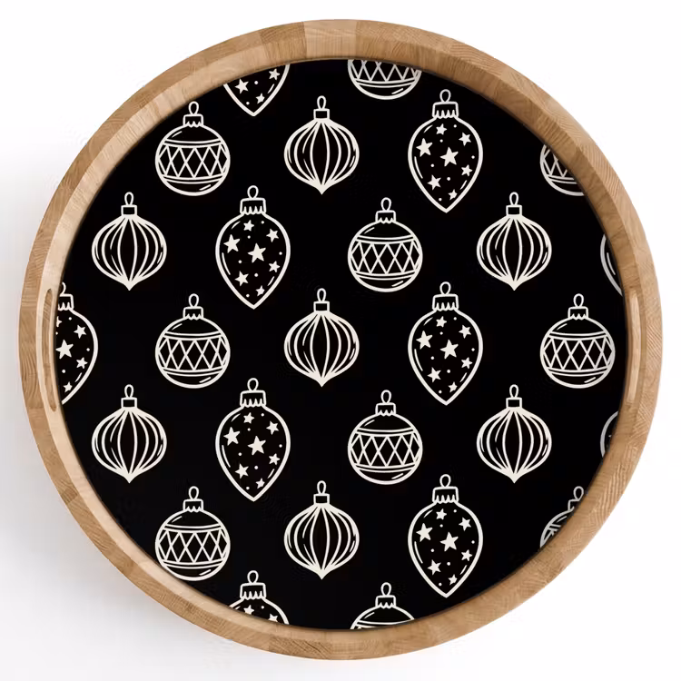 Dienblad - Kerstbal - Wit - Zwart — 1
