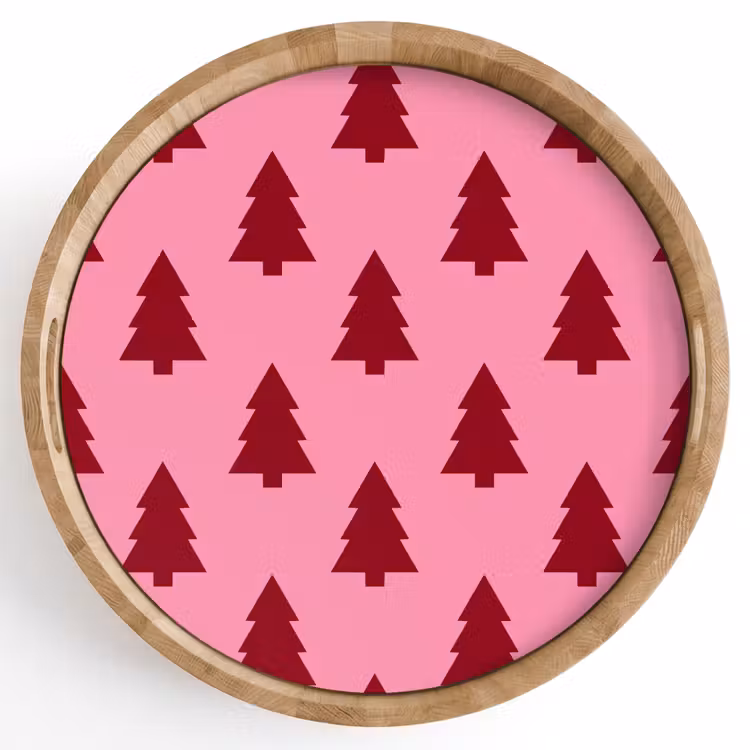 Dienblad - Kerstboom - Rood - Roze — 1