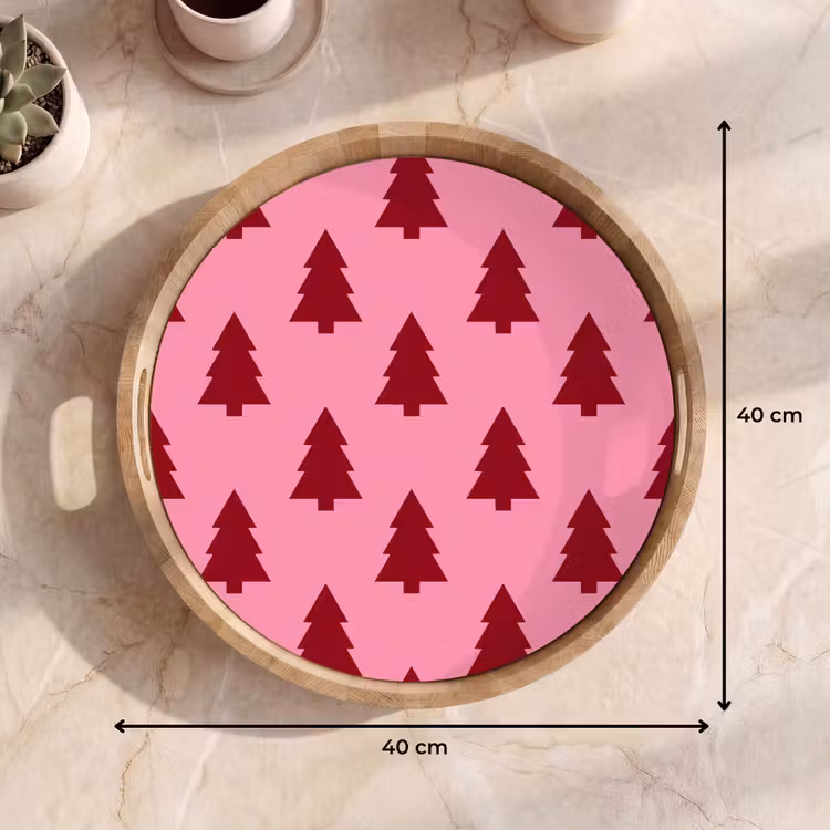 Dienblad - Kerstboom - Rood - Roze — 9