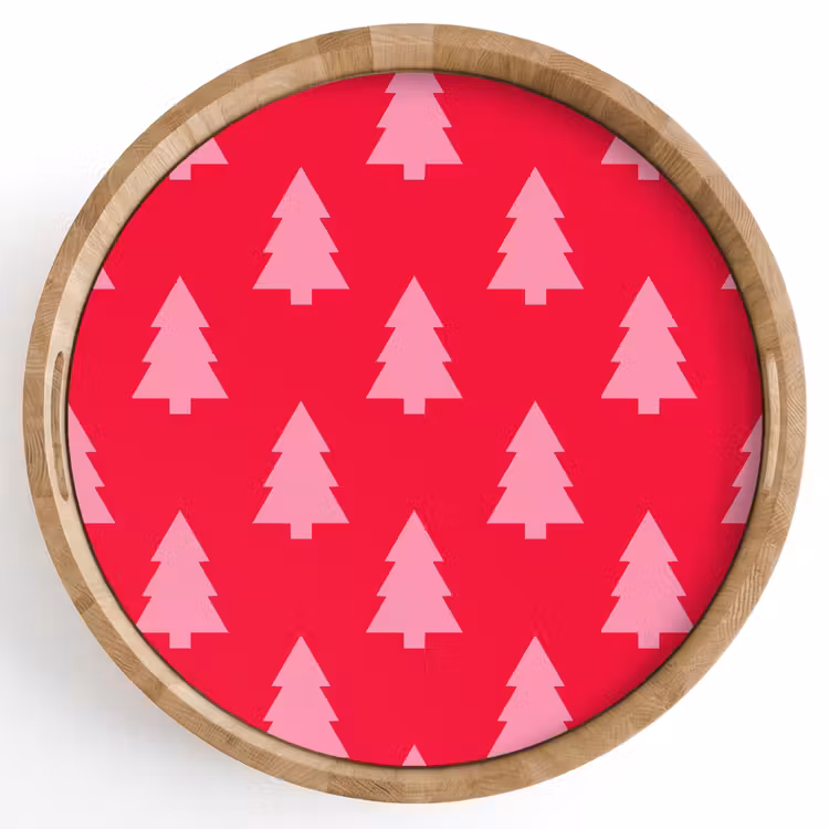 Dienblad - Kerstboom - Roze - Rood — 1