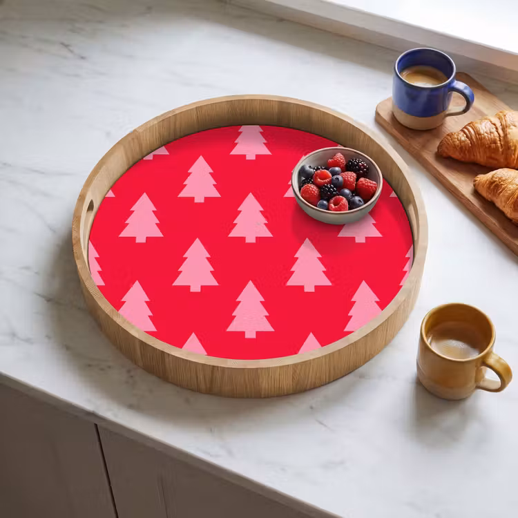 Dienblad - Kerstboom - Roze - Rood — 4