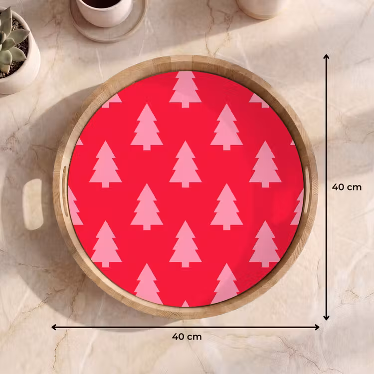 Dienblad - Kerstboom - Roze - Rood — 9