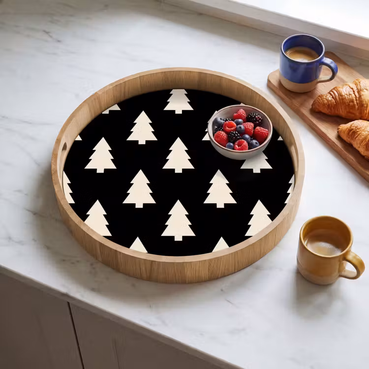 Dienblad - Kerstboom - Zwart - Wit — 4