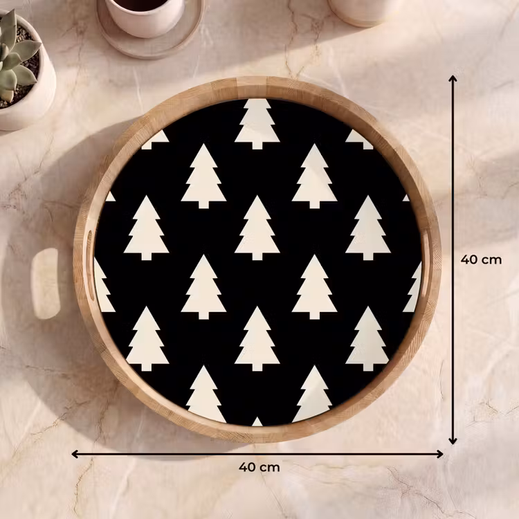 Dienblad - Kerstboom - Zwart - Wit — 9