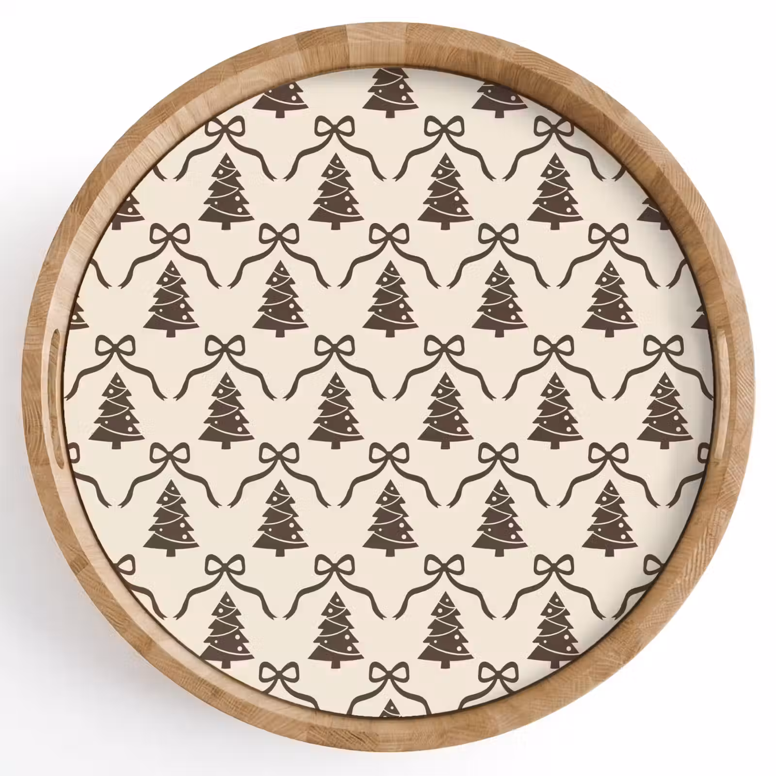 Dienblad - Kerst - Taupe - Crème - Strik — 1