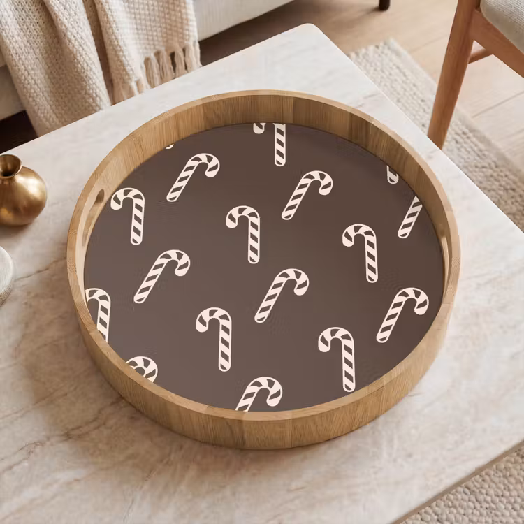 Dienblad - Kerst - Crème - Taupe - Zuurstok — 2
