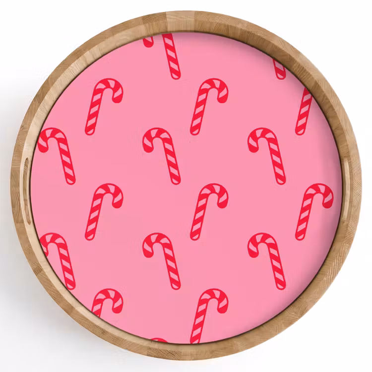 Dienblad - Kerst - Rood - Roze - Zuurstok — 1