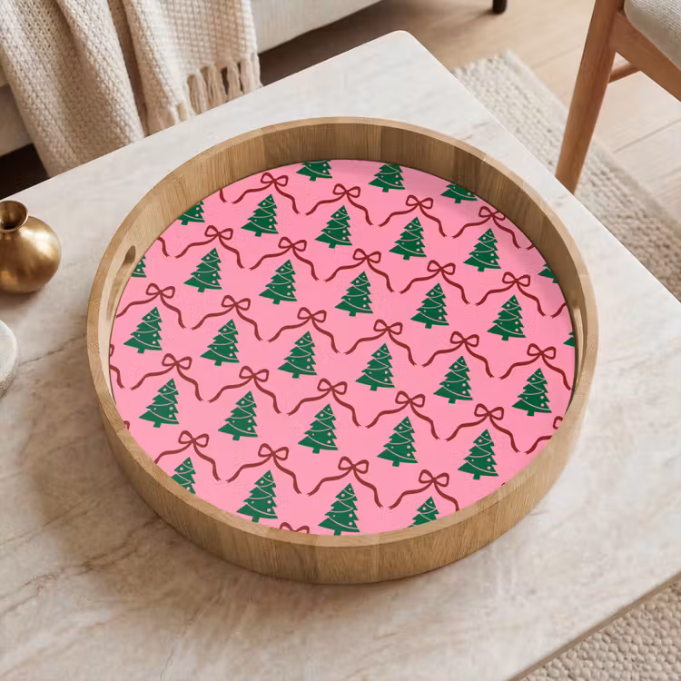 Dienblad - Kerst - Roze - Rood - Strik — 2