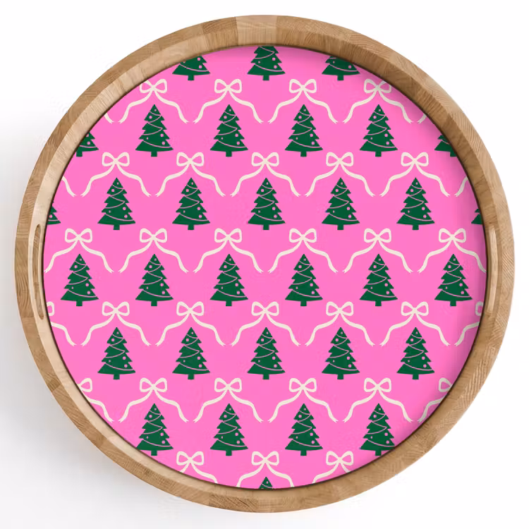 Dienblad - Kerst - Roze - Wit - Strik — 1