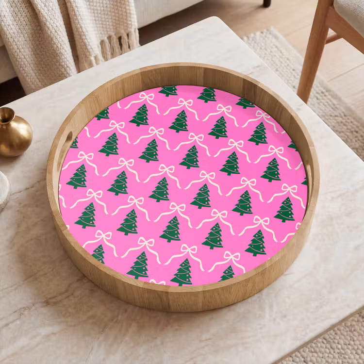 Dienblad - Kerst - Roze - Wit - Strik — 2