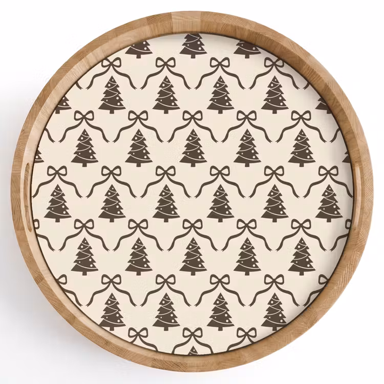 Dienblad - Kerst - Taupe - Crème - Strik — 1