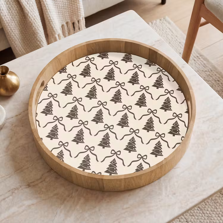 Dienblad - Kerst - Taupe - Crème - Strik — 2