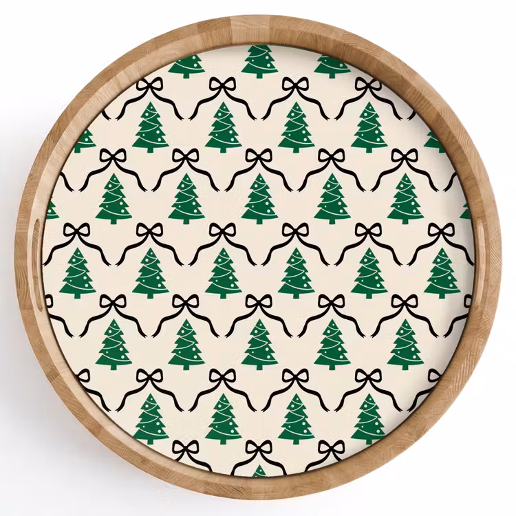 Dienblad - Kerst - Wit - Zwart - Strik — 1