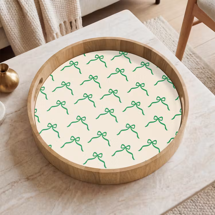 Dienblad - Strik - Crème - Groen - Kerst — 2