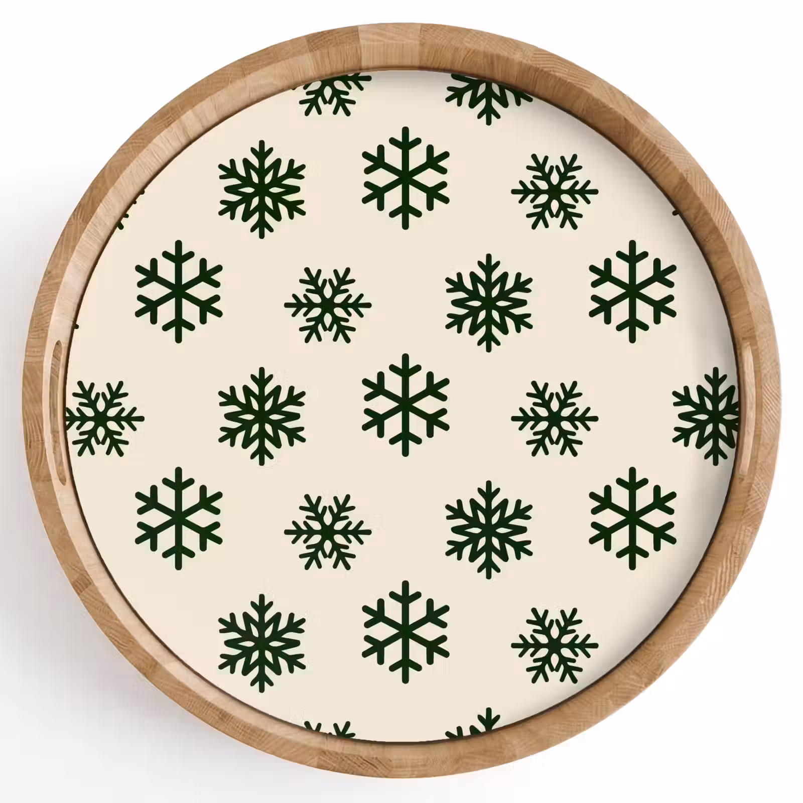 Dienblad - Sneeuwvlok - Crème - Groen - Kerst — 1