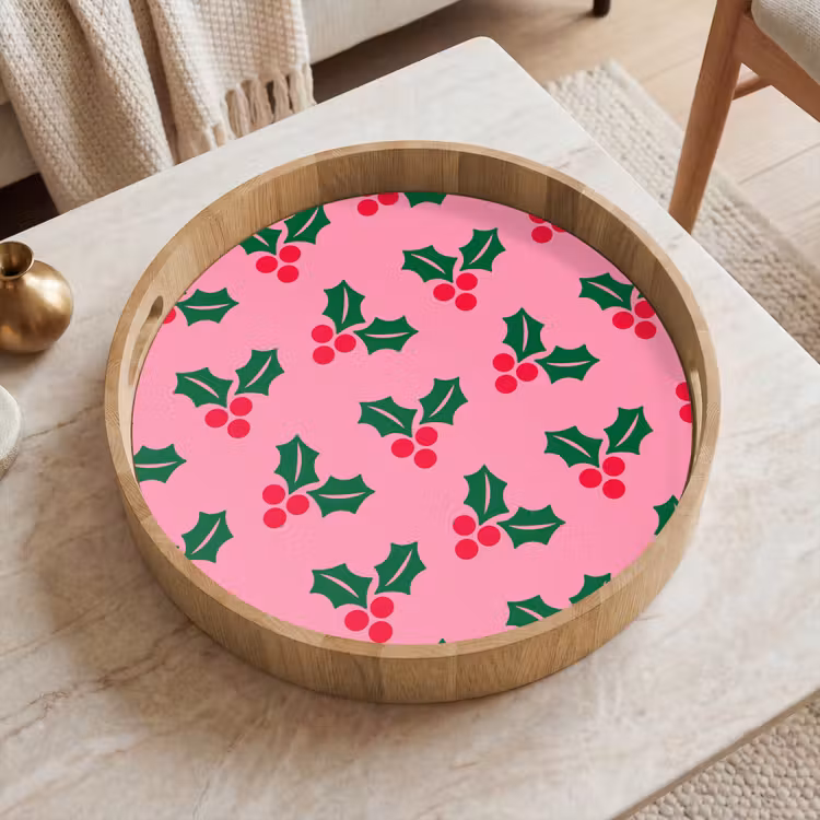 Dienblad - Hulst - Kerst - Roze — 2