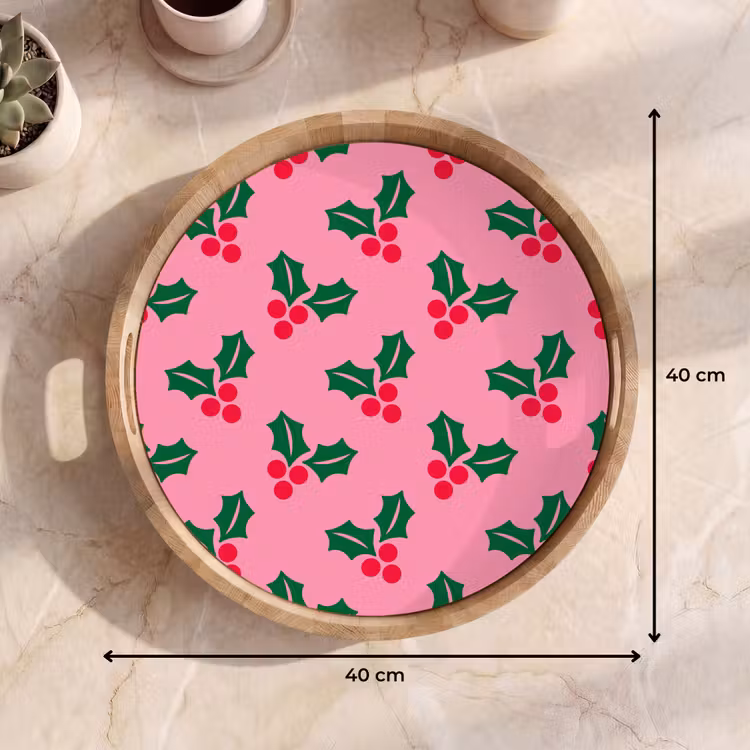Dienblad - Hulst - Kerst - Roze — 9