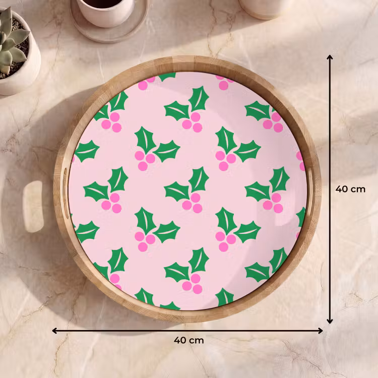 Dienblad - Kerst - Hulst - Roze — 9
