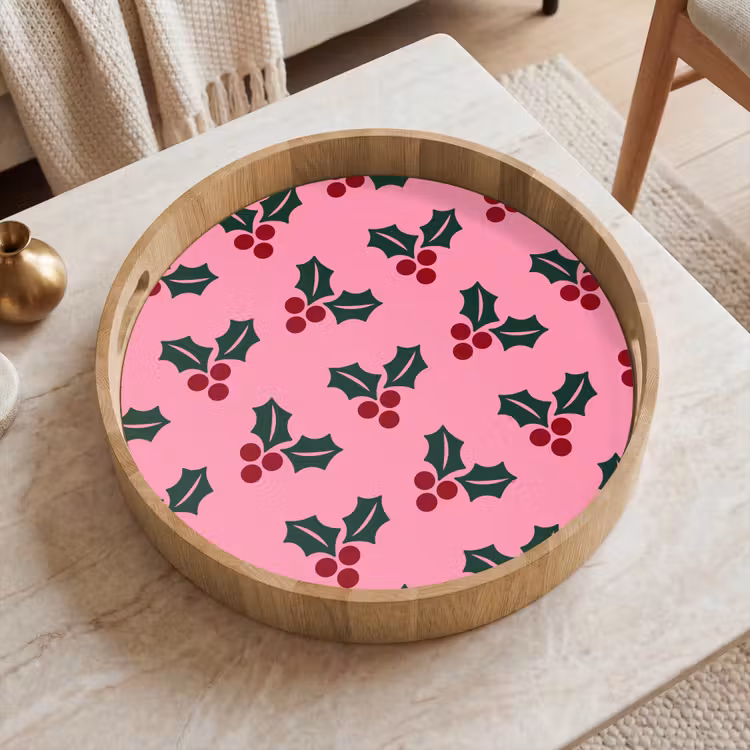Dienblad - Roze - Kerst - Hulst — 2
