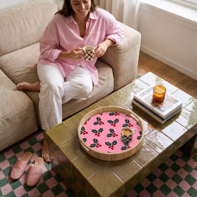 Dienblad - Roze - Kerst - Hulst — 6
