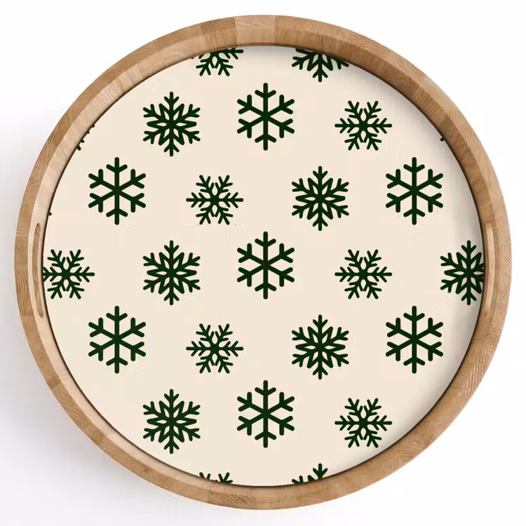 Dienblad - Sneeuwvlok - Crème - Groen - Kerst — 1