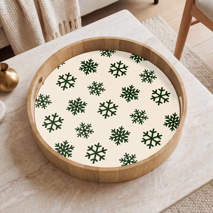 Dienblad - Sneeuwvlok - Crème - Groen - Kerst — 2