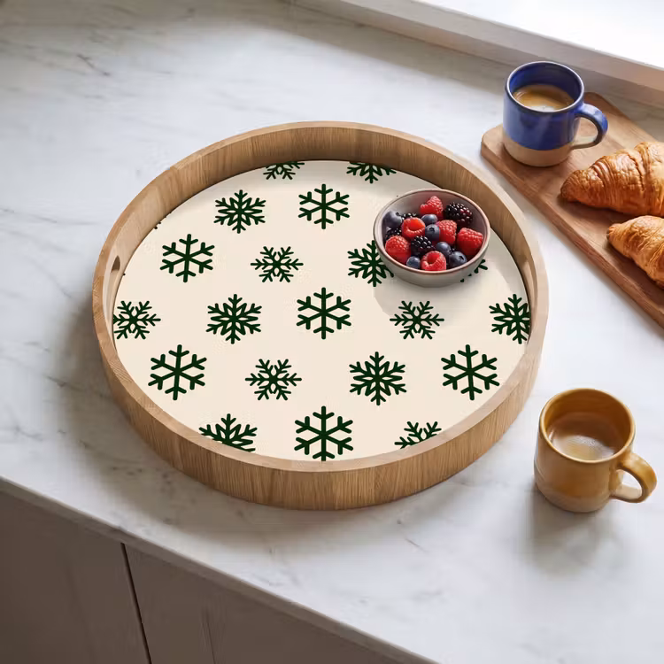 Dienblad - Sneeuwvlok - Crème - Groen - Kerst — 4