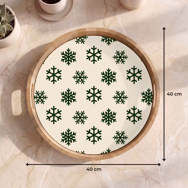 Dienblad - Sneeuwvlok - Crème - Groen - Kerst — 9