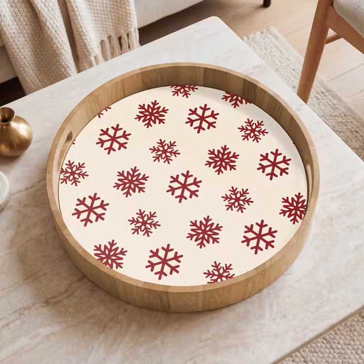 Dienblad - Sneeuwvlok - Crème - Rood — 2
