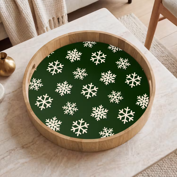 Dienblad - Sneeuwvlok - Groen - Wit - Kerst — 2