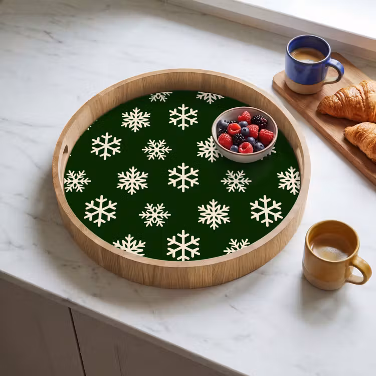 Dienblad - Sneeuwvlok - Groen - Wit - Kerst — 4