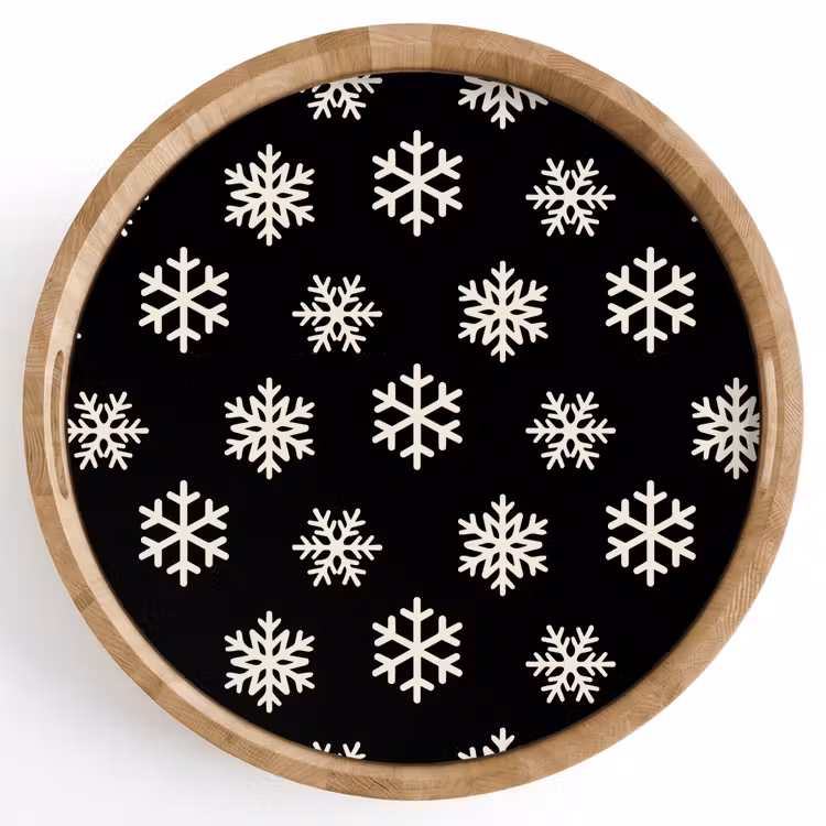 Dienblad - Sneeuwvlok - Zwart - Wit - Kerst — 1