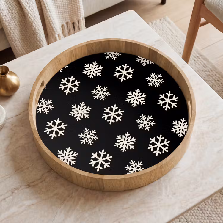 Dienblad - Sneeuwvlok - Zwart - Wit - Kerst — 2
