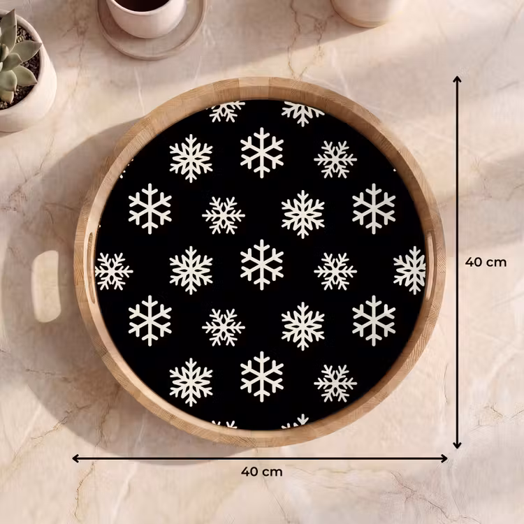 Dienblad - Sneeuwvlok - Zwart - Wit - Kerst — 9