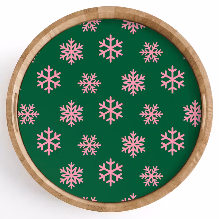 Dienblad - Sneeuwvlok - Groen - Roze - Kerst — 1
