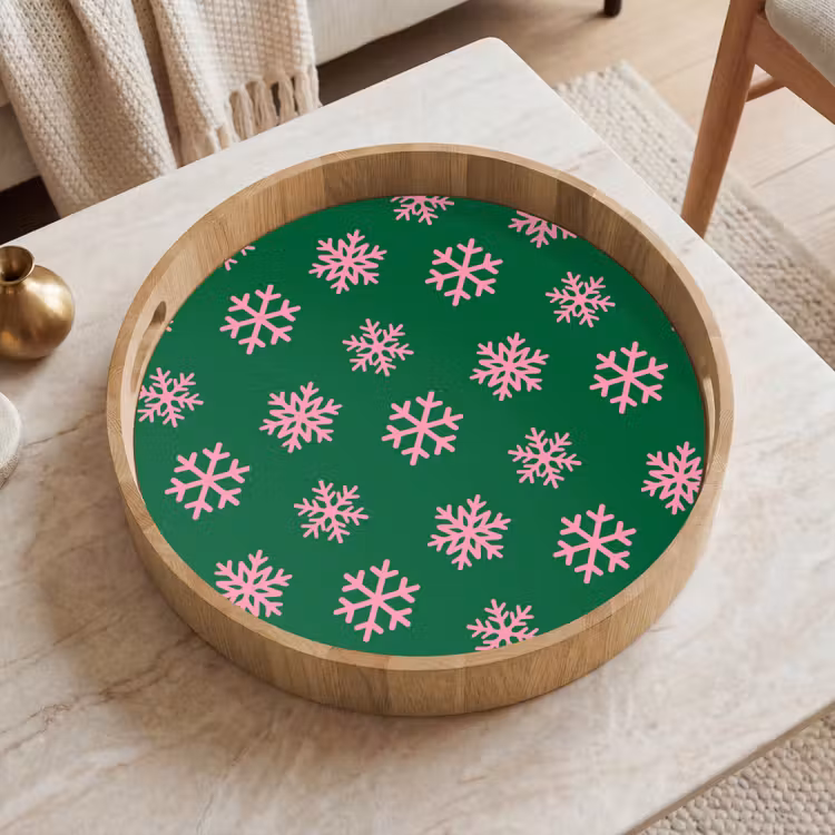 Dienblad - Sneeuwvlok - Groen - Roze - Kerst — 2