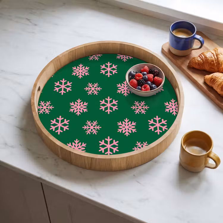Dienblad - Sneeuwvlok - Groen - Roze - Kerst — 4