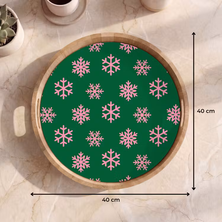 Dienblad - Sneeuwvlok - Groen - Roze - Kerst — 9
