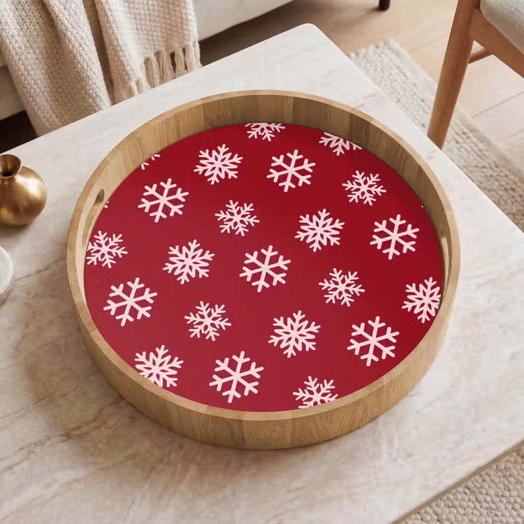 Dienblad - Sneeuwvlok - Rood - Roze - Kerst — 2