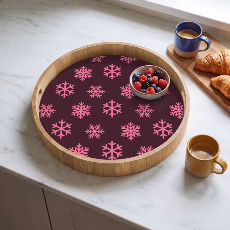 Dienblad - Sneeuwvlok - Roze - Paars - Kerst — 4