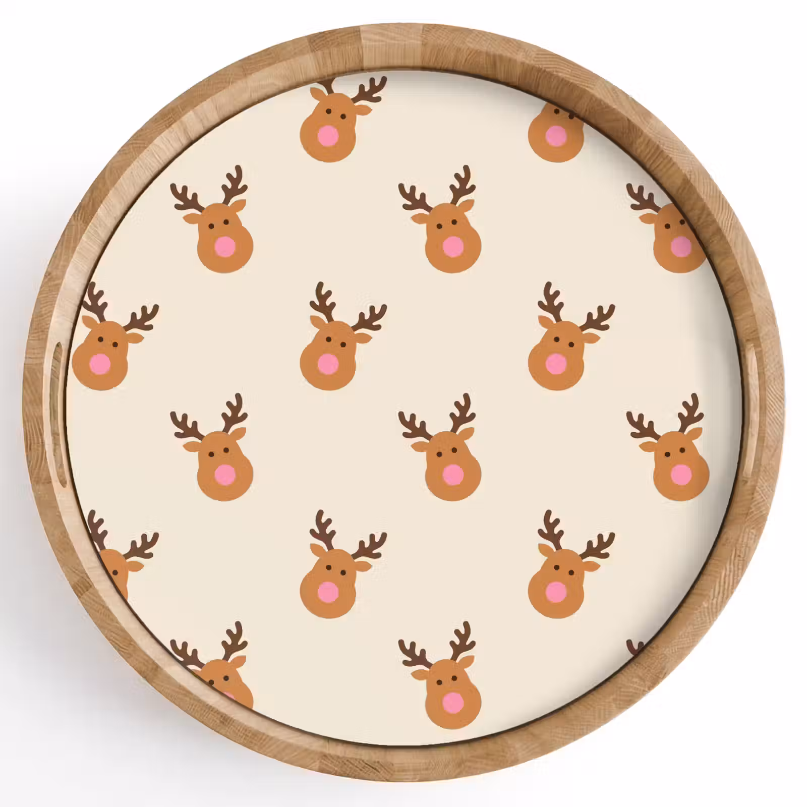 Dienblad - Rendieren - Kerst - Crème - Roze — 1