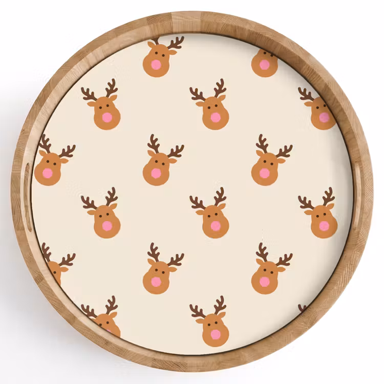 Dienblad - Rendieren - Kerst - Crème - Roze — 1