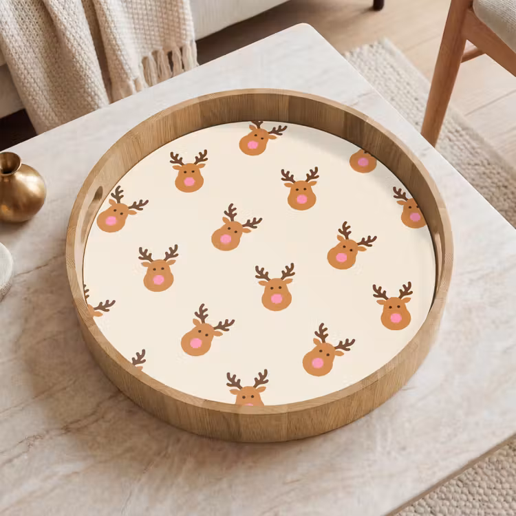 Dienblad - Rendieren - Kerst - Crème - Roze — 2