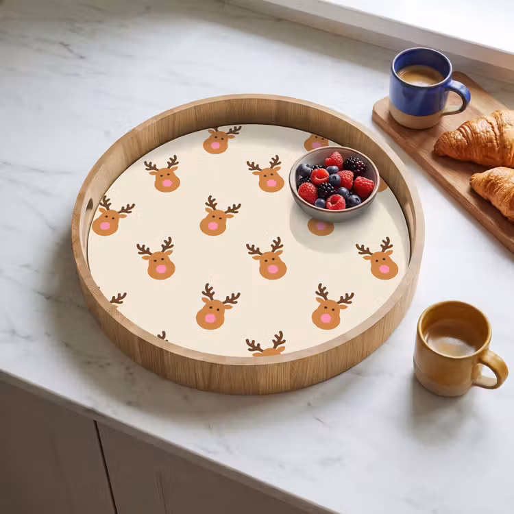 Dienblad - Rendieren - Kerst - Crème - Roze — 4