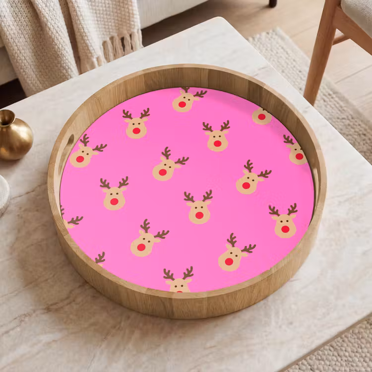 Dienblad - Rendieren - Kerst - Neon - Roze — 2