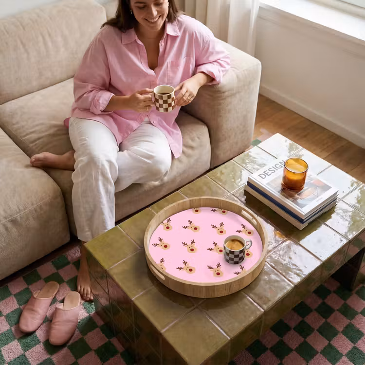 Dienblad - Rendieren - Kerst - Roze — 6