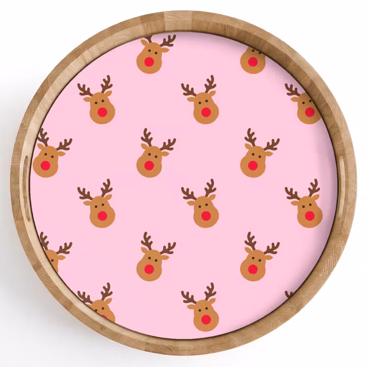 Dienblad - Rendieren - Kerst - Roze - Rood — 1