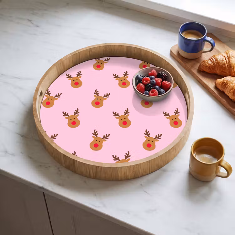 Dienblad - Rendieren - Kerst - Roze - Rood — 4